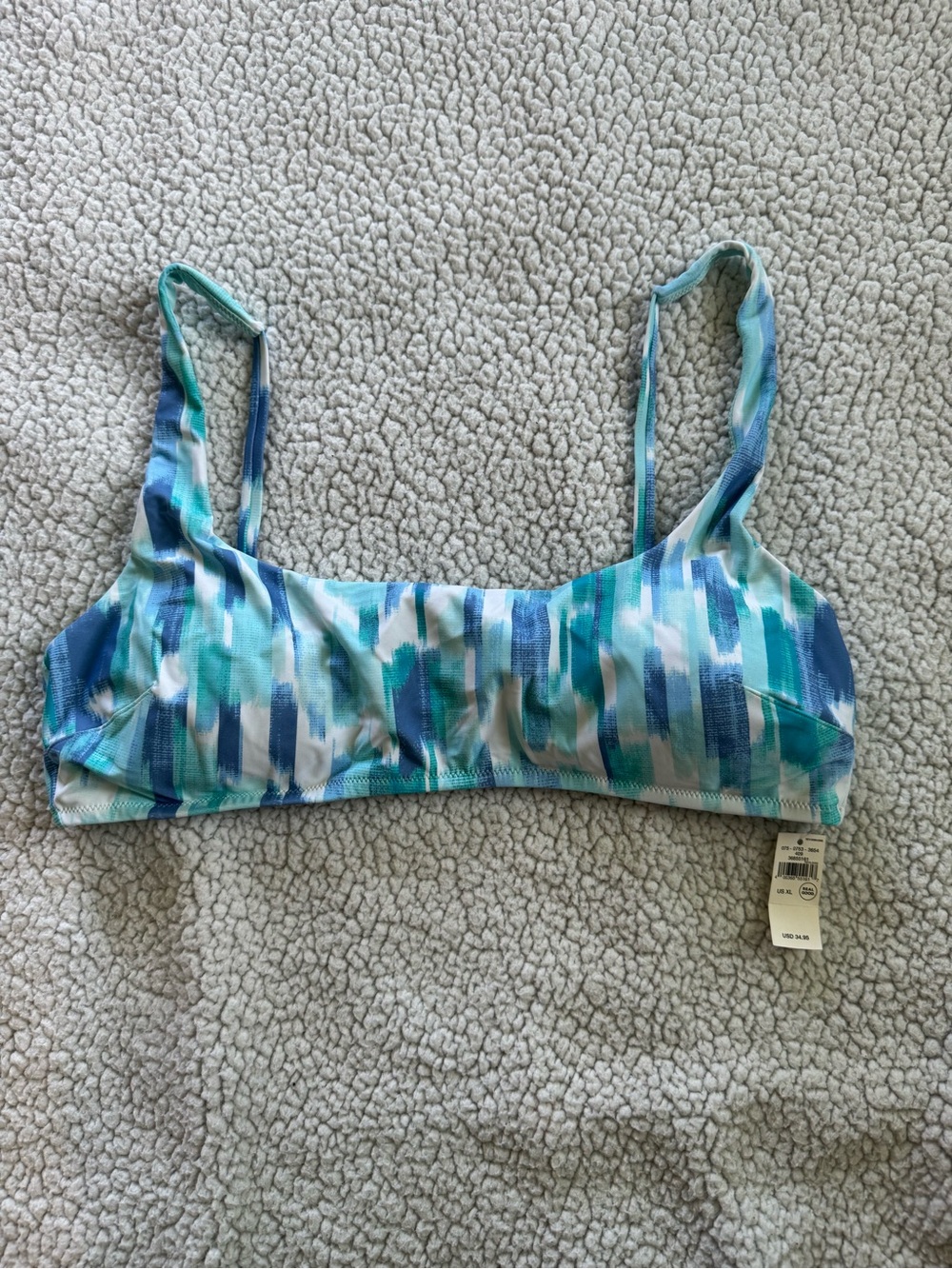 NWT Aerie Blue, Teal, and White Striped Bikini Top